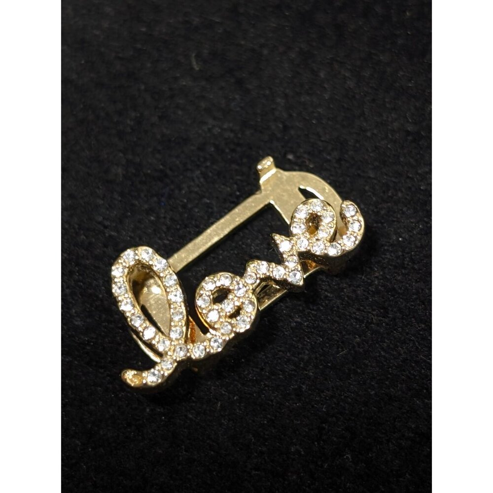 Keep Collective Love Script‎ Rhinestone Gold Tone Charm